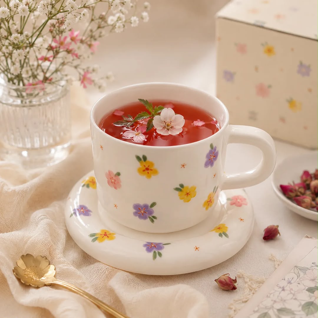 ست لیوان و نعلبکی سرامیکی