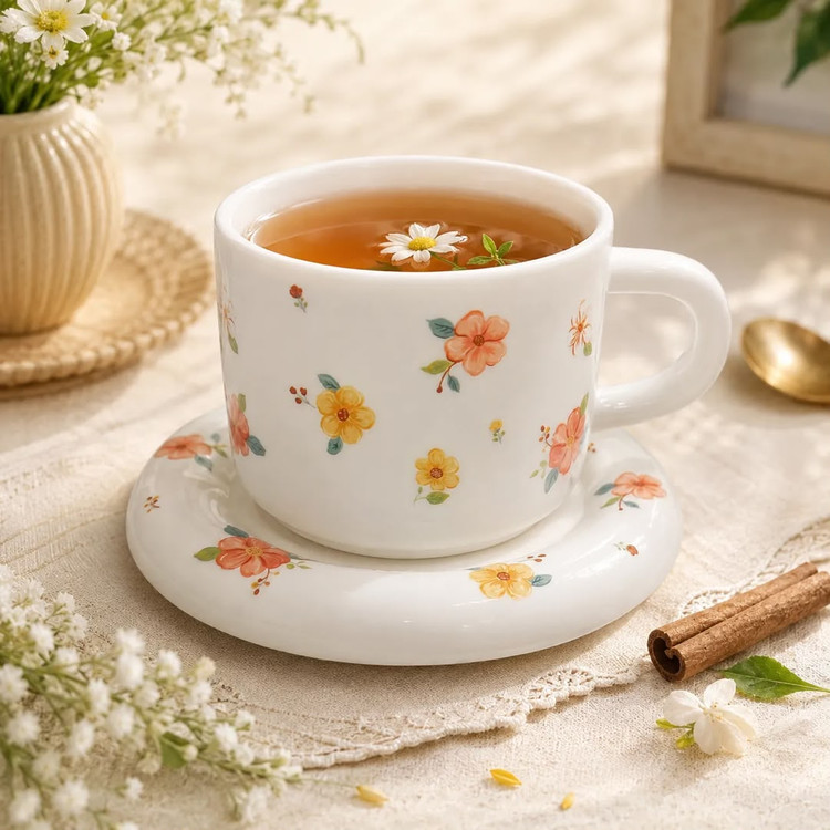 ست لیوان و نعلبکی سرامیکی