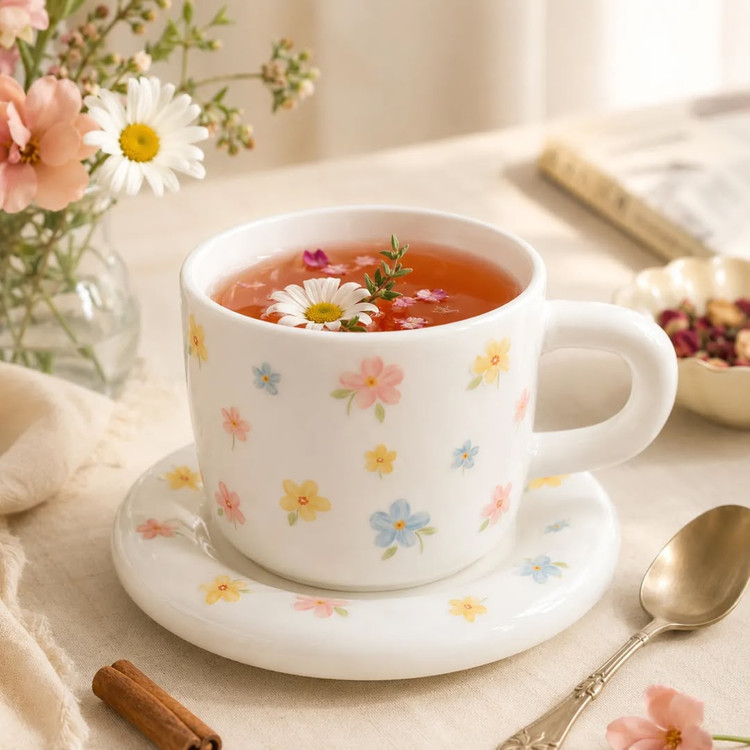 ست لیوان و نعلبکی سرامیکی