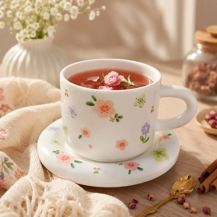 ست لیوان و نعلبکی سرامیکی