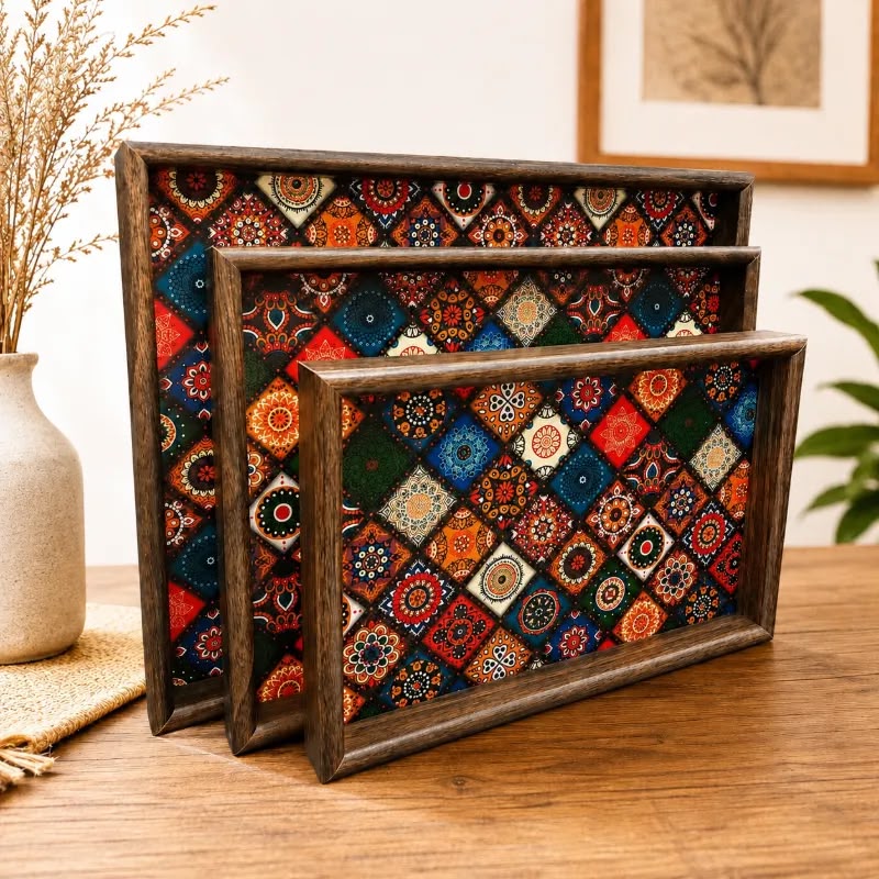 سینی چوبی باطرح سنتی